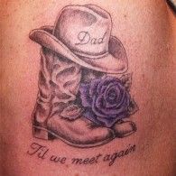 Cowboy Shoe And Hat With Rose Tattoo Design