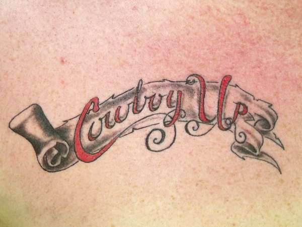 Cowboy Up Banner Tattoo Design