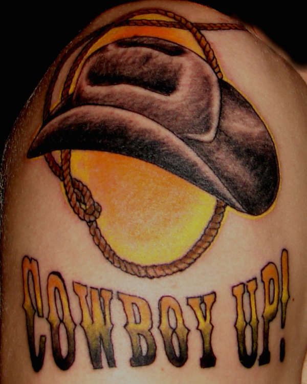 Cowboy Up - Cowboy Hat Tattoo Design For Shoulder