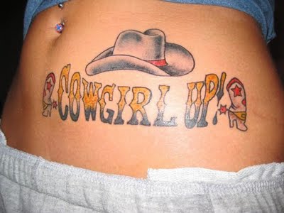 Cowgirl Up - Cowboy Hat Tattoo Design For Waist