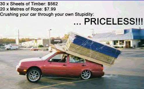 Crushing Your Car Through Your Own Stupidity Funny Priceless Picture