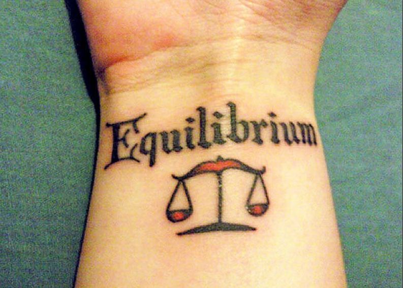 Equilibrium Libra Scale Tattoo On Wrist