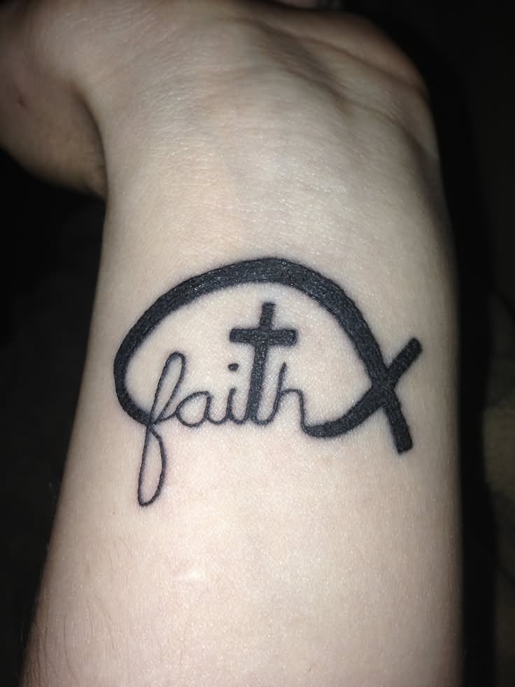 Faith - Christian Cross Tattoo On Wrist