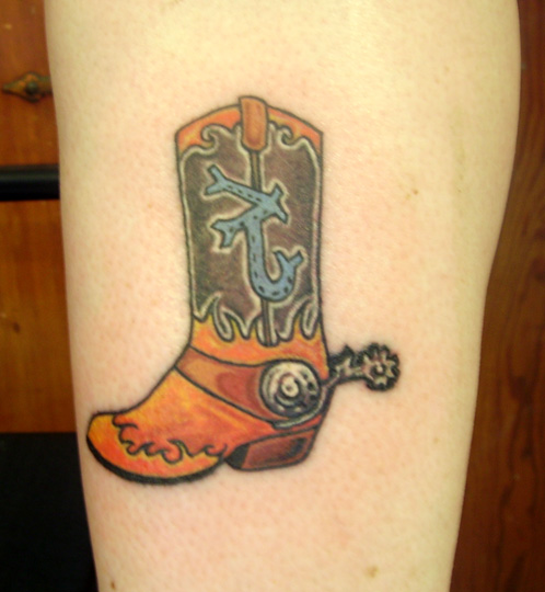 Fantastic Cowboy Boot Tattoo Design For Sleeve