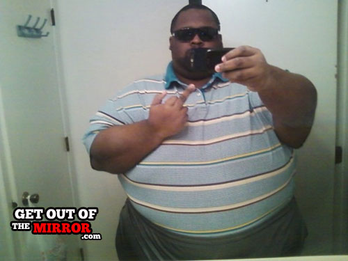 Fat Man Flip Off Funny Image