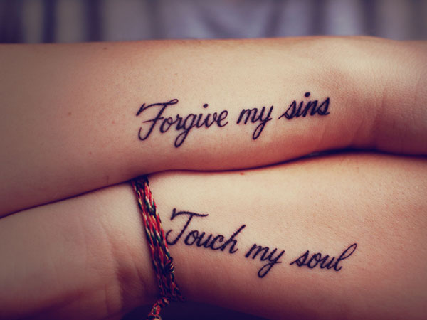 Forgive My Sins Touch My Soul - Christian Tattoo On Side Wrist