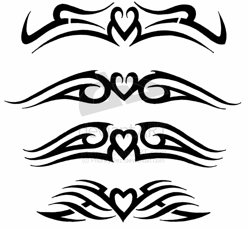 Four Heart Band Tattoo Stencil