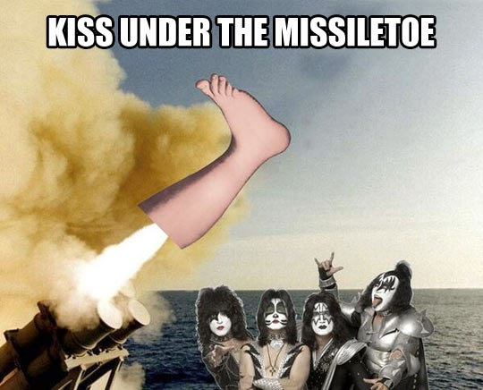 Funny Kiss Under The Mistletoe Image