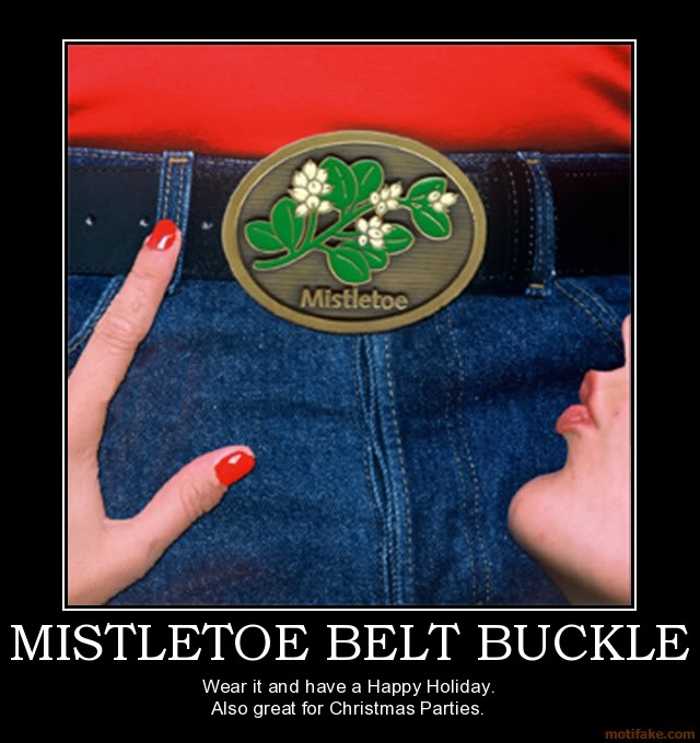 Funny Mistletoe Belt Buckle Picture