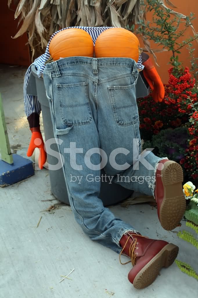Funny Scarecrow Bent Over Image