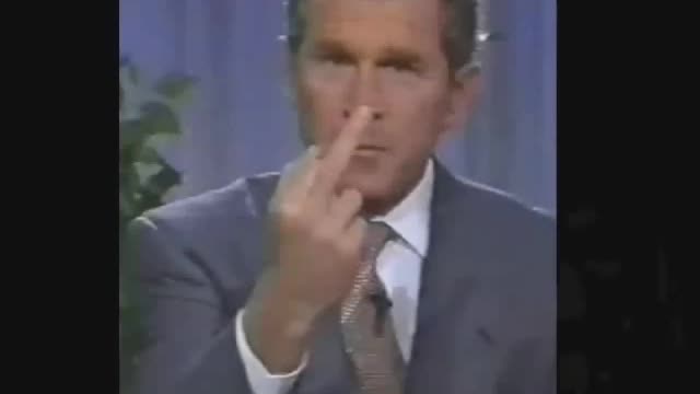 George Bush Showing Flip Off Funny Image