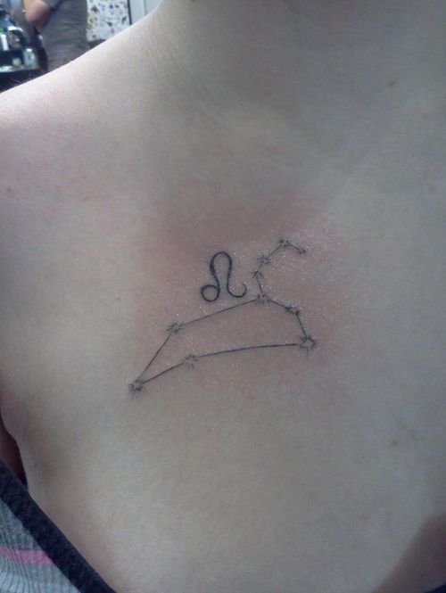 Girl Right Collarbone Libra Constellation Tattoo