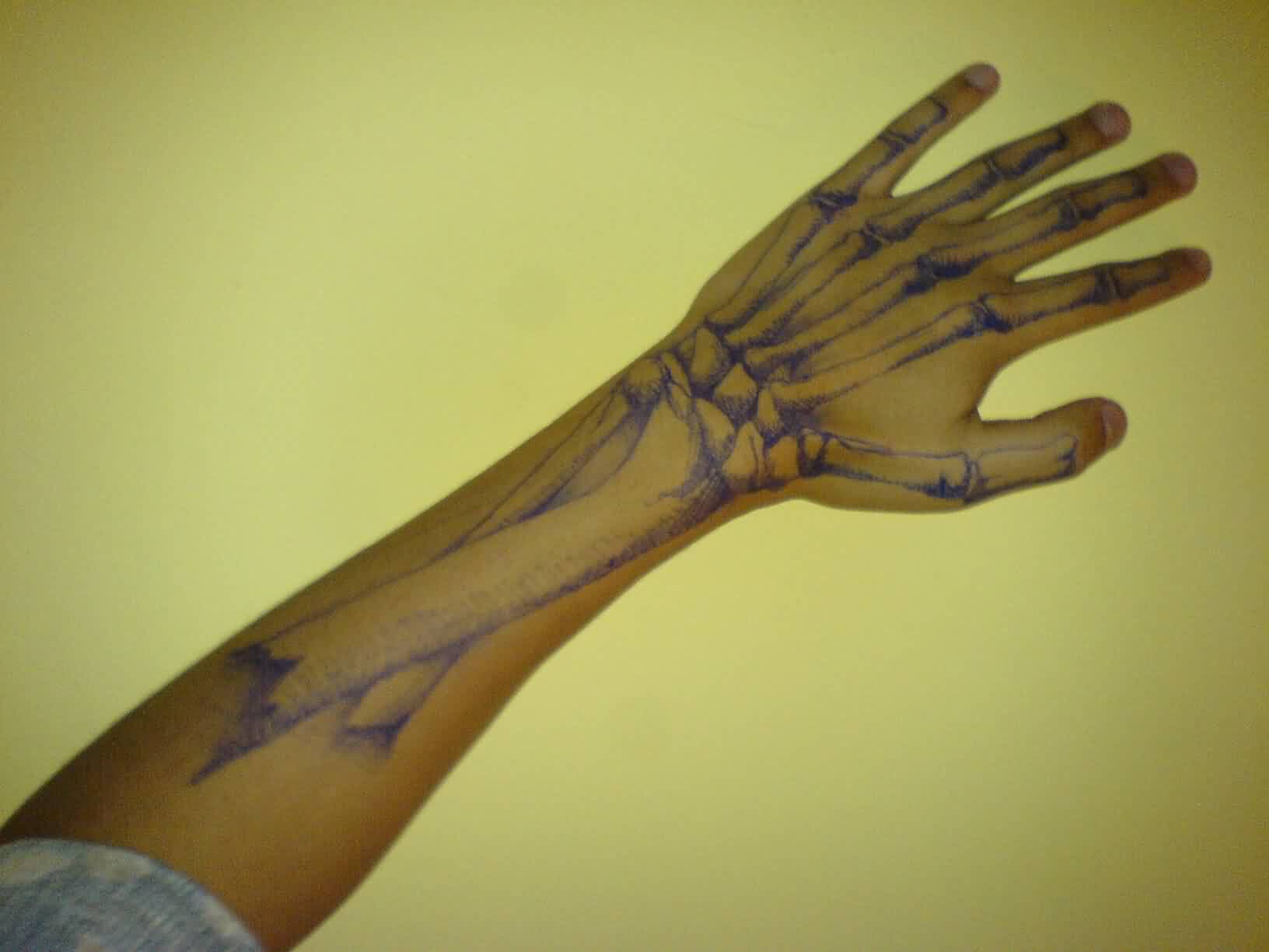Hand Bone Tattoo On Left Hand