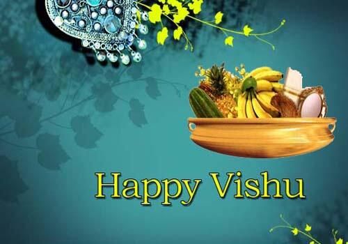 Happy Vishu Fruit Thali Image