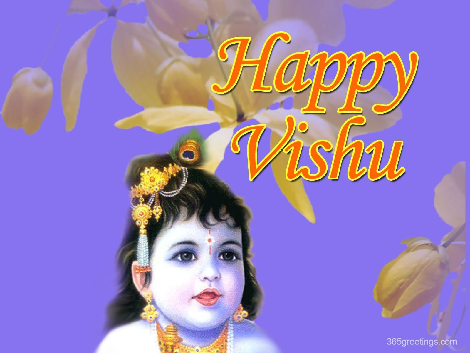 Happy Vishu Lord Krishan HD Wallpaper