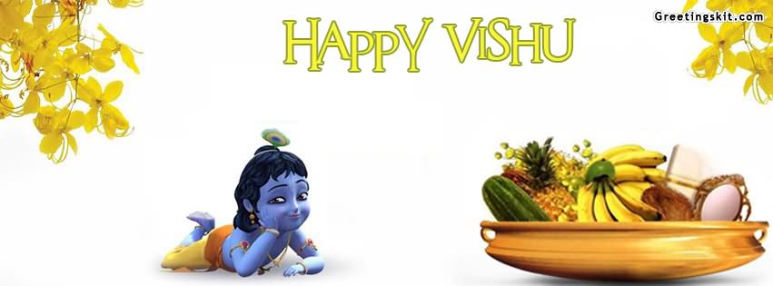 Happy Vishu Lord Krishna Facebook Cover Picture