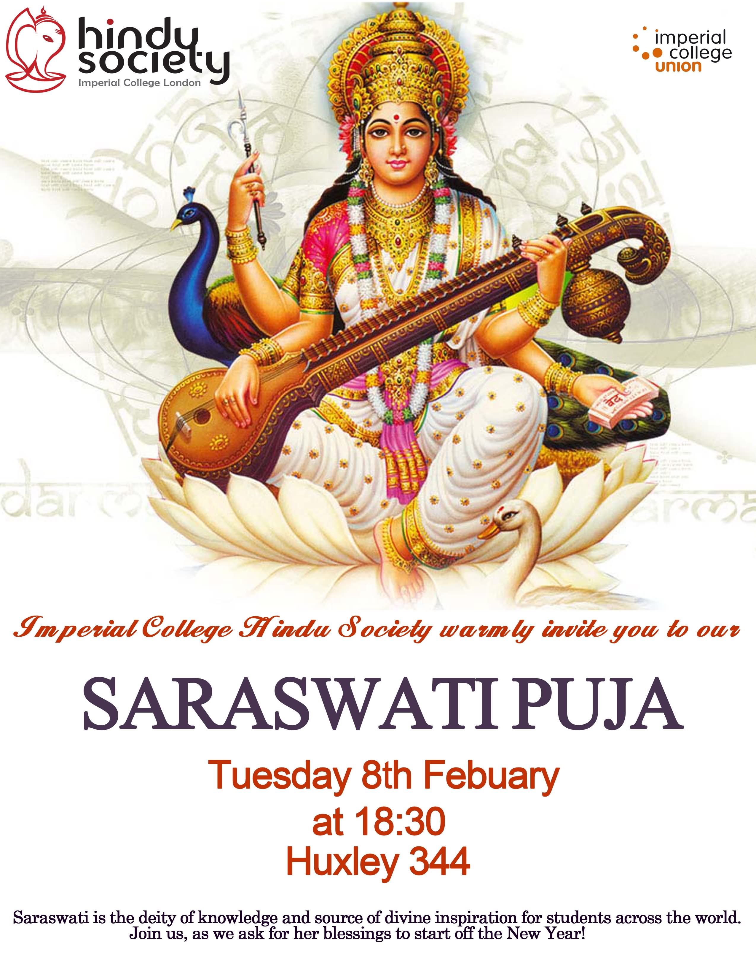 Imperial College Hindu Society Warmly Invite You To Our Saraswati Puja