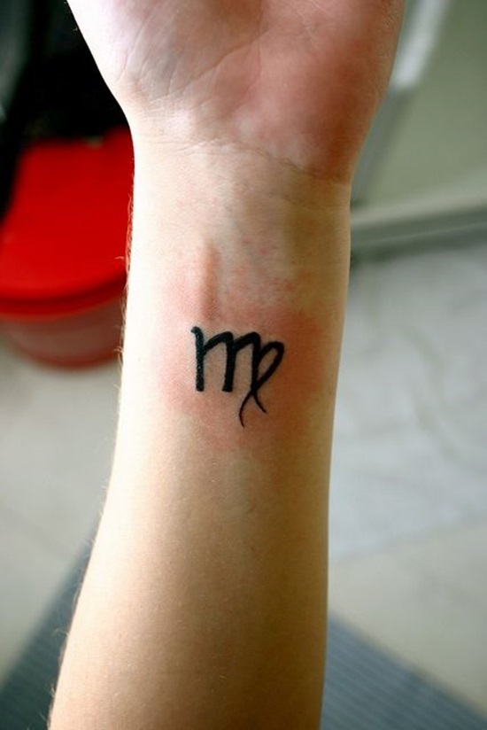 Left Wrist Virgo Zodiac Symbol Tattoo On Wrist For Girls