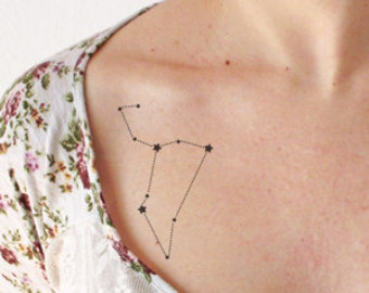 Libra Constellation Tattoo On Collarbone