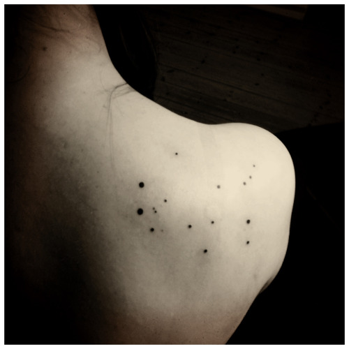 Libra Constellation Tattoo On Girl Right Back Shoulder
