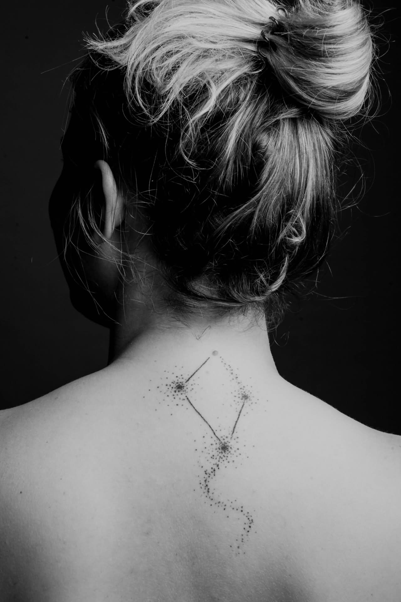 Libra Constellation Tattoo On Girl Upper Back