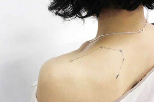 Libra Constellation Tattoo On Left Back Shoulder