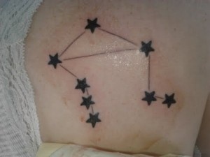 Libra Constellation Tattoo On Right Back Shoulder