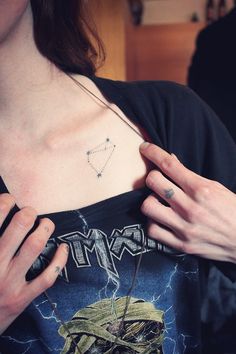 Libra Constellation Tattoo on Girl Collarbone