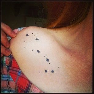 Libra Constellation Tattoos On Collarbone For Girls