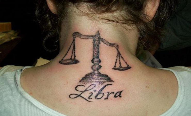 Libra Scale Cute Tattoo On Back Neck
