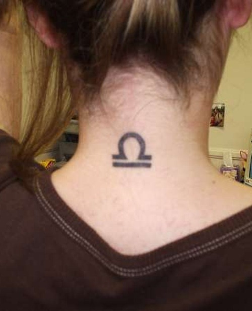 Libra zodiac Symbol Tattoo On Nape