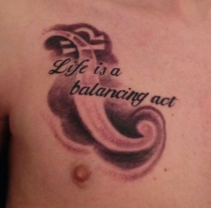 Life Is A Balancing Act - Libra Zodiac Tattoo On Chest