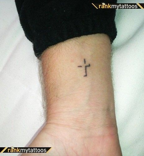 Little 3D Christian Cross Tattoo Design For Wrist