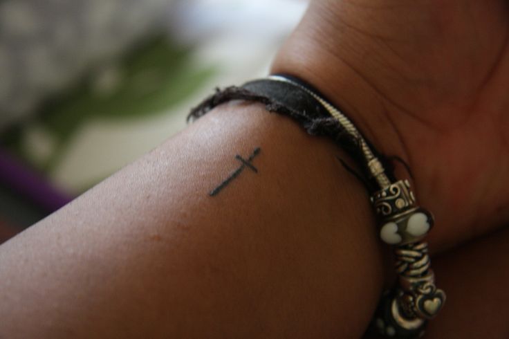 Little Christian Cross Tattoo Design For Wrist