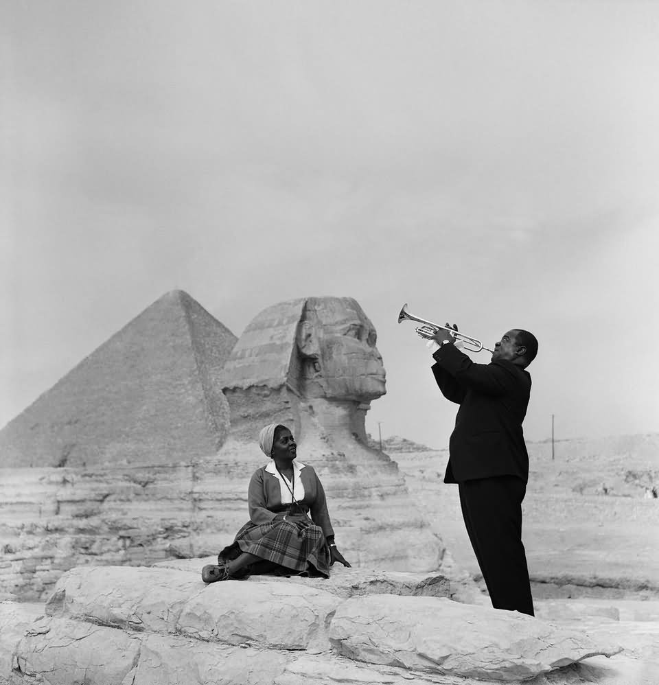Man Playing Trumpet Funny Black And White Picture