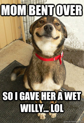 Mom Bent Over So I Gave Her A Wet Willy Lol Funny Dog Meme Image