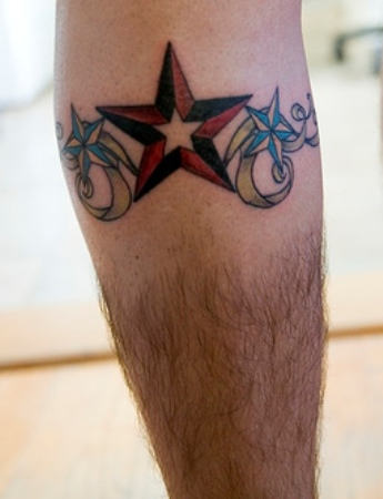 Nautical Star Band Tattoo On Leg Calf