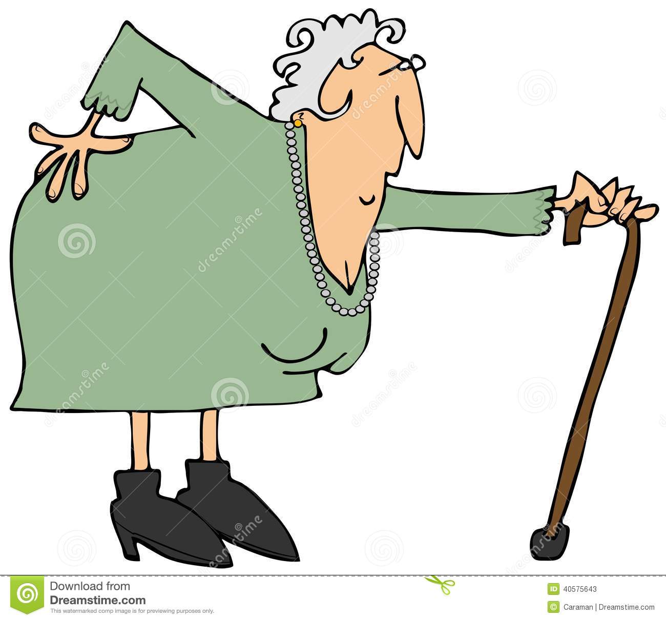 Old Woman Funny Bent Over Cartoon Picture