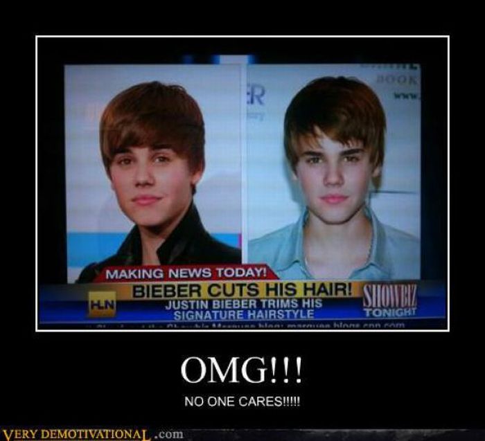 Omg No One Cares Funny Motivational Justin Bieber Picture