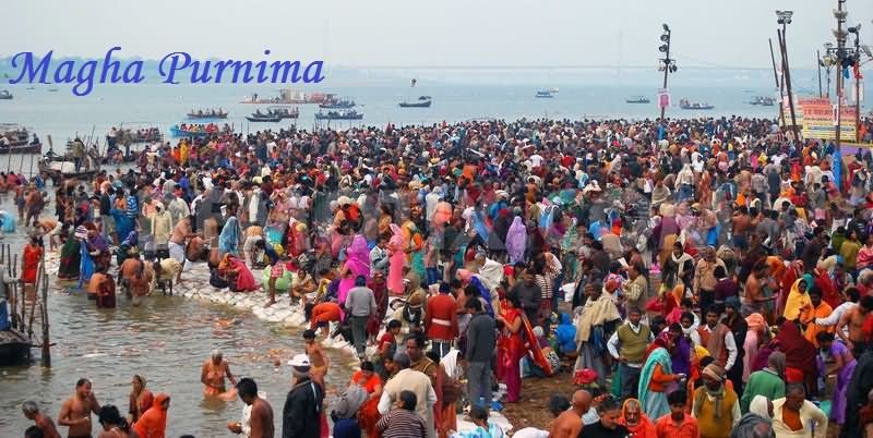 People Gathered To Take Part In Magha Purnima