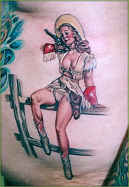 Pinup Cowgirl Tattoo Design