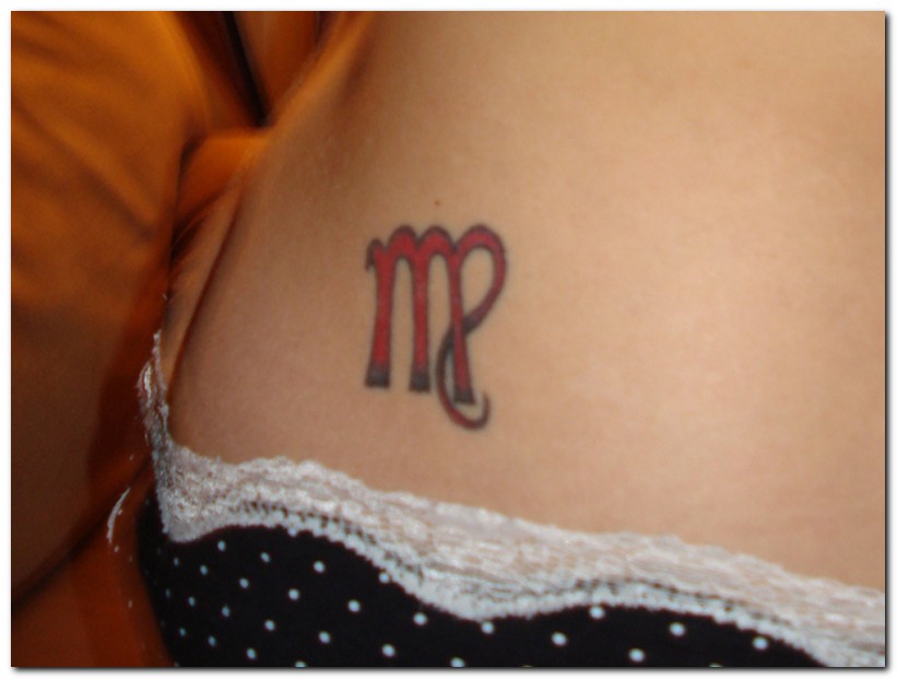 Red Ink Virgo Zodiac Sign Tattoo For Women