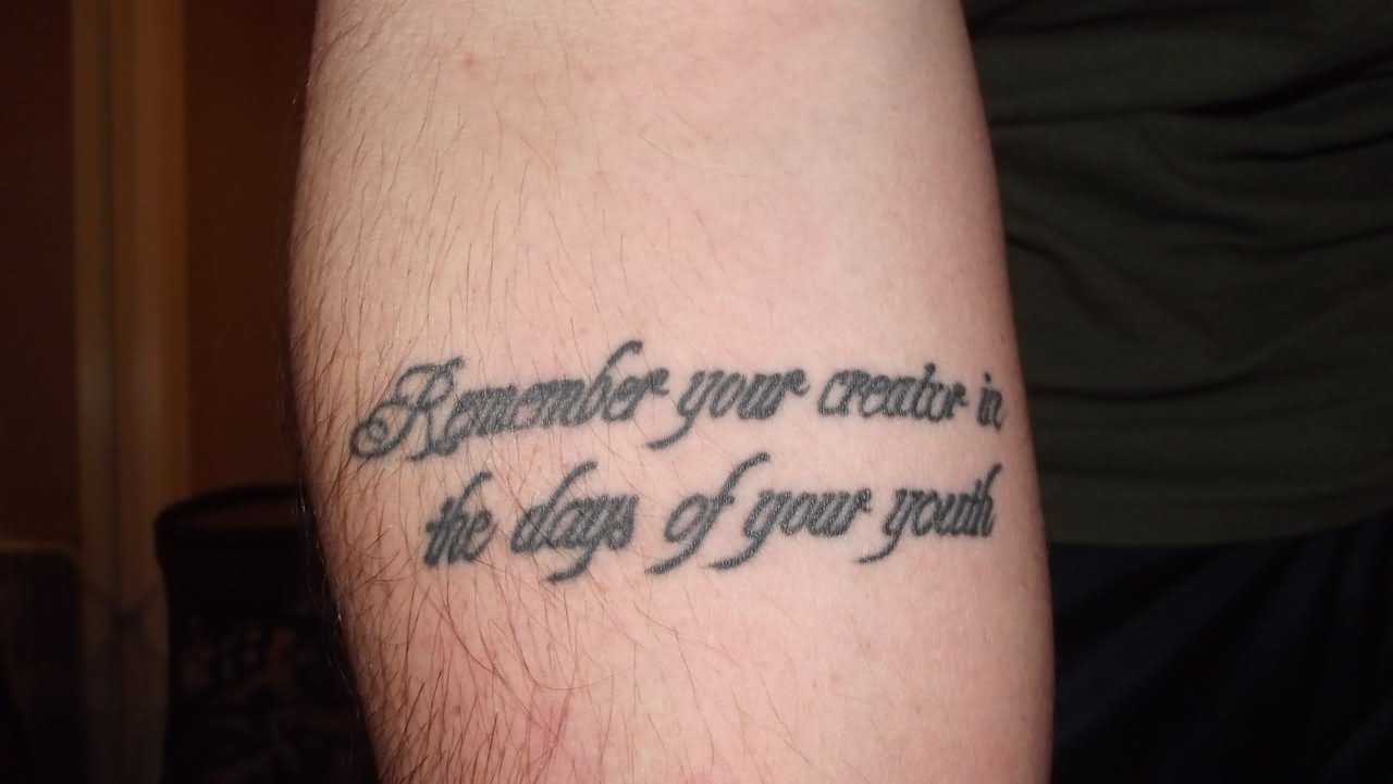 Remember Your Creator In The Days Of Your Youth - Christian Tattoo Design