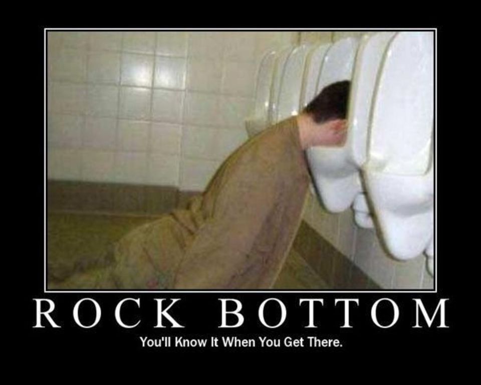 Rock Bottom Funny Motivational Image