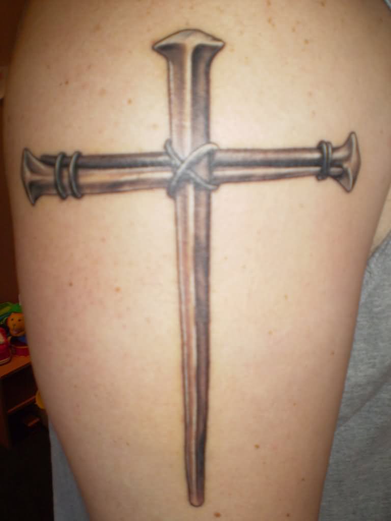 Simple Christian Cross Tattoo Design For Shoulder