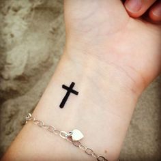 Simple Christian Cross Tattoo On Wrist