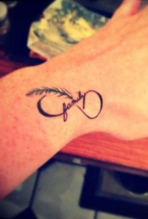 Simple Christian Infinity With Feather Tattoo Design