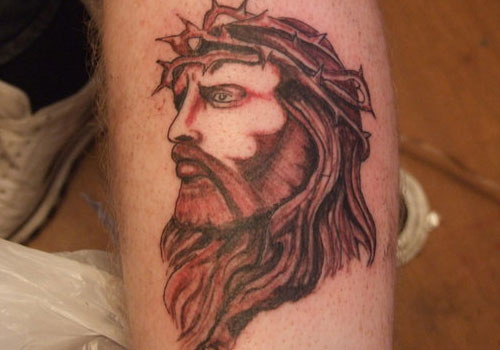 Simple Christian Jesus Face Tattoo Design For Arm