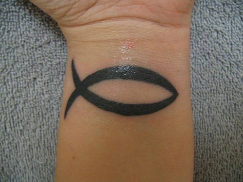 Simple Christian Jesus Fish Tattoo Design For Wrist
