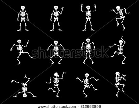 Skeletons Dancing Funny Black And White Clipart Picture